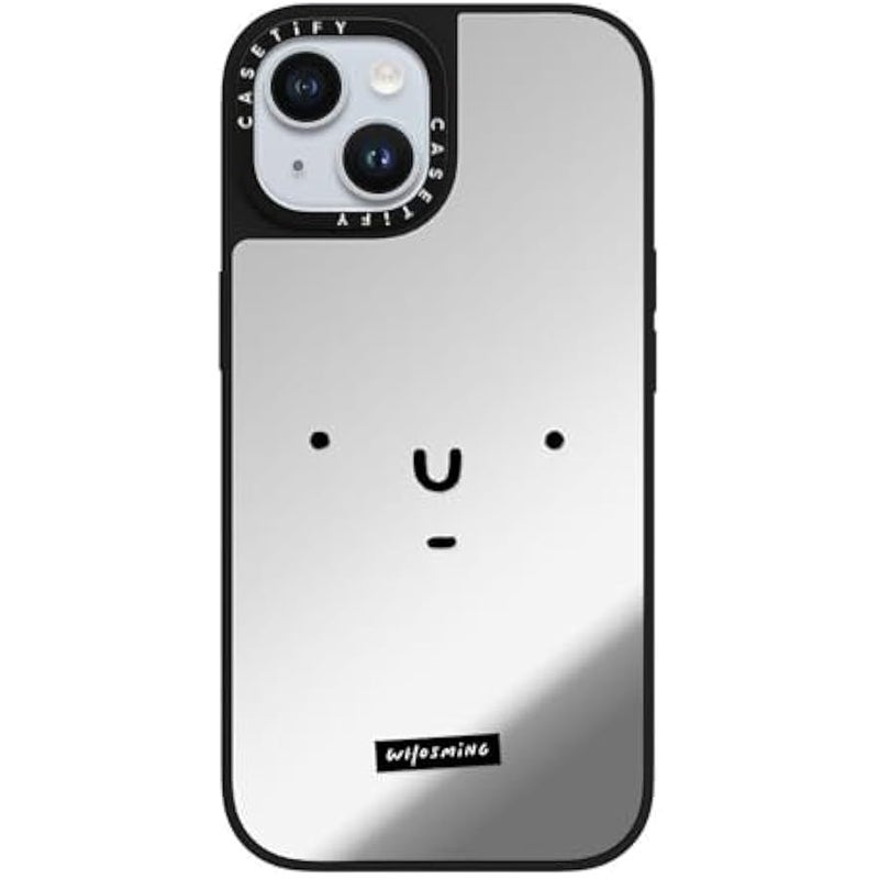 Casetify Mirror iPhone 15 Case 【Reflective / 4.9ft Drop Protection/Compatible with Magsafe】 - WHOSMiNG - FACE - Silver on Black - Image 4