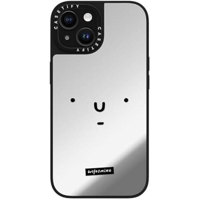 Casetify Mirror iPhone 15 Case 【Reflective / 4.9ft Drop Protection/Compatible with Magsafe】 - WHOSMiNG - FACE - Silver on Black - Image 5