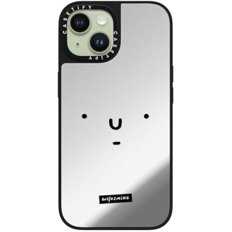 Casetify Mirror iPhone 15 Case 【Reflective / 4.9ft Drop Protection/Compatible with Magsafe】 - WHOSMiNG - FACE - Silver on Black - Image 3
