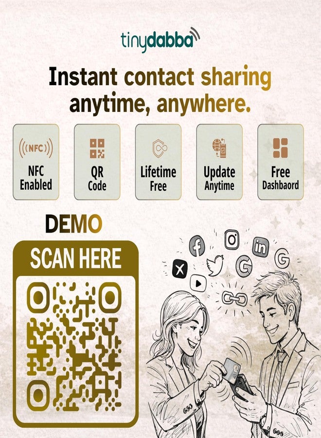 tinydabba Customised NFC Business Card – Black PVC Card with Gold Foil Name | Tap to Share Contact Instantly | Glossy | Digital Visiting Card with QR Code for Smart Networking - Image 2