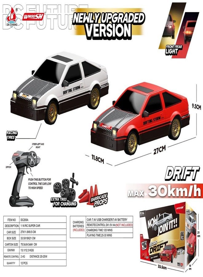 KERBRO RC Drift Car, 1:16 Scale Remote Control Car, 4WD RC Car with LED Lights and Drifting Tires for Kids and Adults (Red) - Image 3