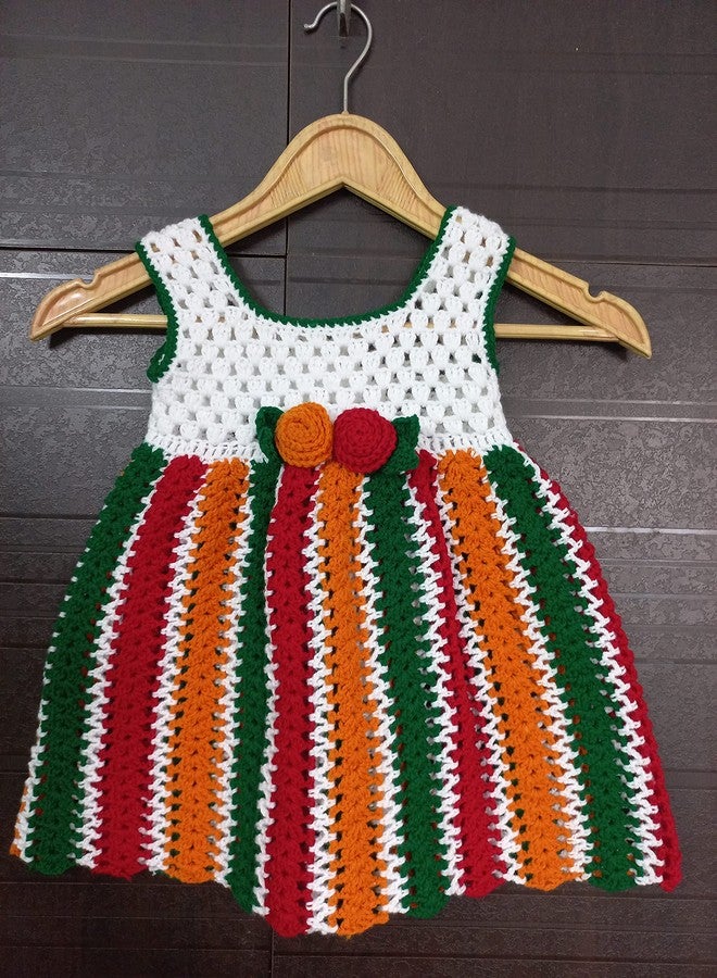 DORCHIS Baby Girl Dress for 1-2 Year - Woolen Frock, Multicolor, Handmade with Crochet - Image 3