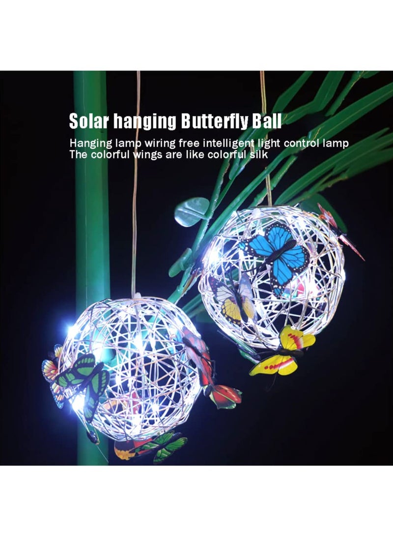 SOLARAE Solar Garden Light, Decoration Hanging Butterfly Ball, Solar Lights Outdoor Garden Ornament, Metal Aluminum Waterproof Solar Powered Lanterns, for Yard Garden Pathway Balcony Patio Yard - Image 4
