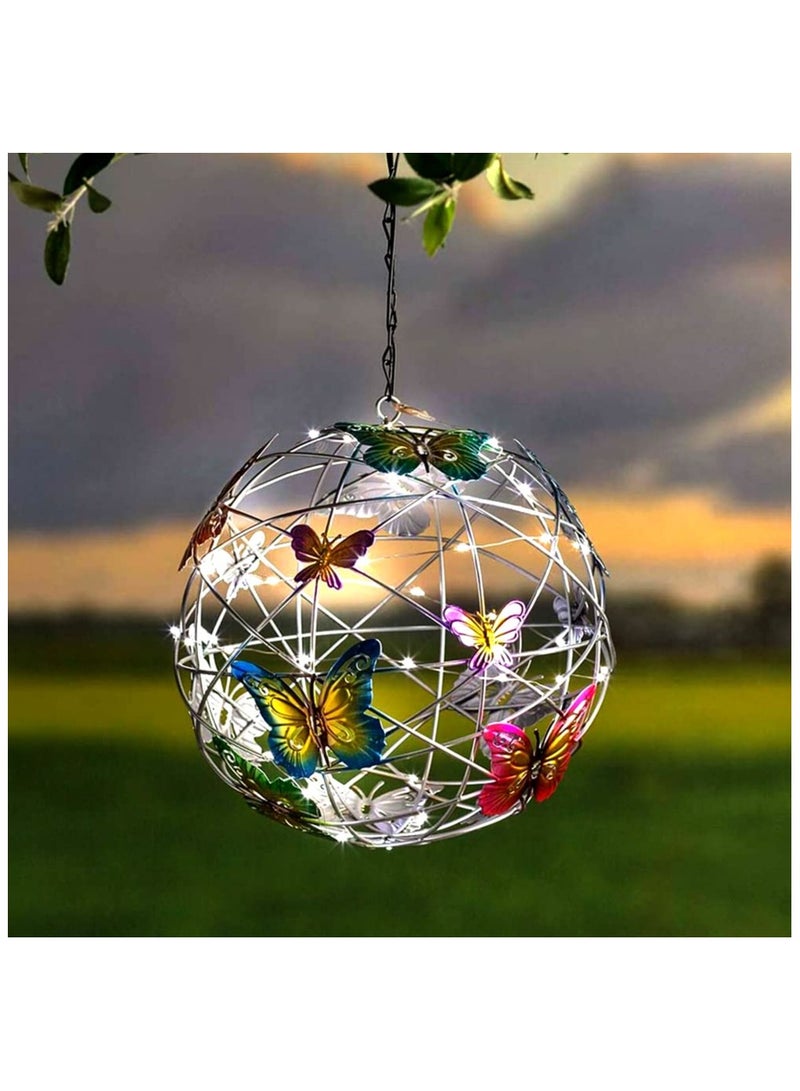SOLARAE Solar Garden Light, Decoration Hanging Butterfly Ball, Solar Lights Outdoor Garden Ornament, Metal Aluminum Waterproof Solar Powered Lanterns, for Yard Garden Pathway Balcony Patio Yard - Image 1