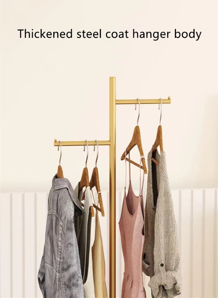 كوتيس رف ملابس معدني مكون من قطعة واحدة، رف ملابس وشماعات معاطف، رف ملابس أنيق قائم بذاته، ذهبي/أبيض، 32×167 سم - Image 3