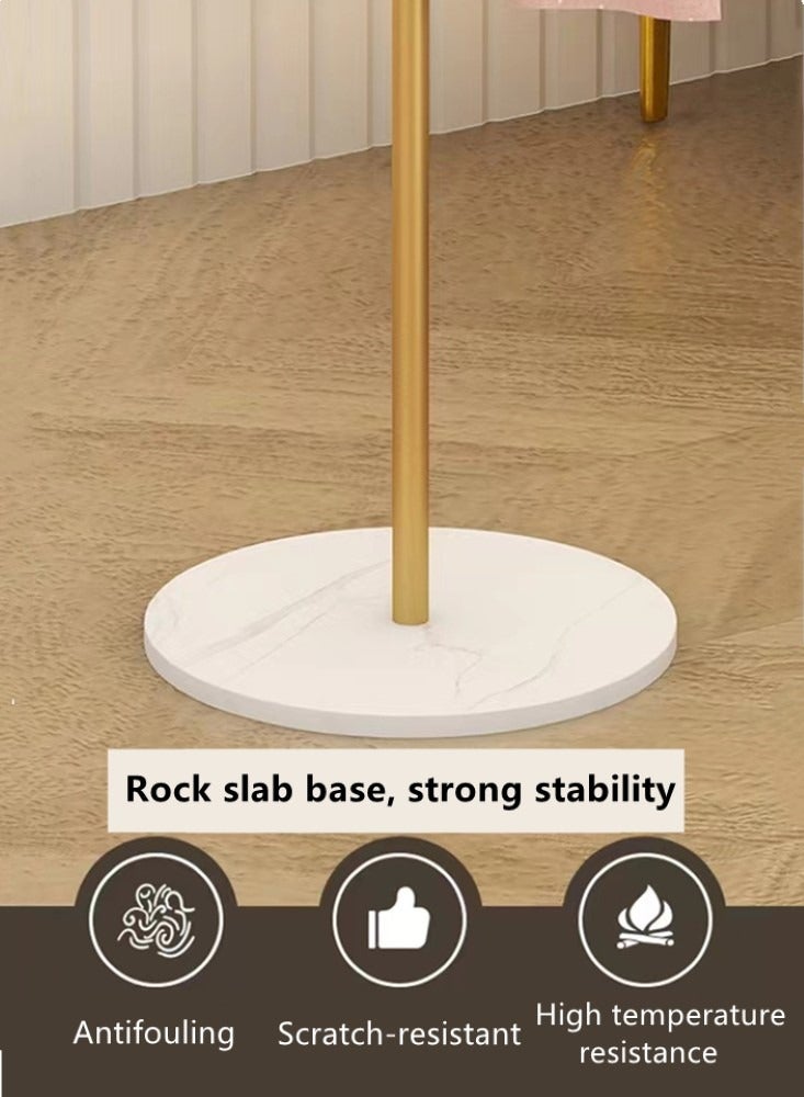 كوتيس رف ملابس معدني مكون من قطعة واحدة، رف ملابس وشماعات معاطف، رف ملابس أنيق قائم بذاته، ذهبي/أبيض، 32×167 سم - Image 4