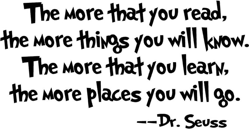 BooDecal Dr Seuss Wall Decals The More You Read Sayings Vinyl Murals Decals Stickers for Kids Bedroom Nursery 24 inches x 13 inches