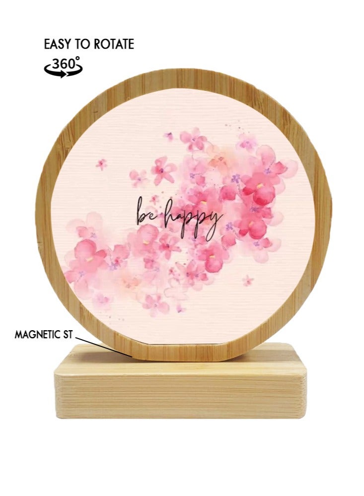Service Zone Protective Printed White Round Shape Wooden Photo Frame for Table Top Be Happy  - Image 1