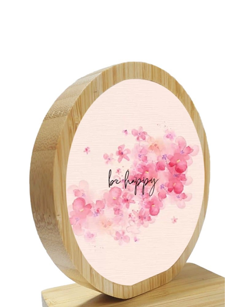Service Zone Protective Printed White Round Shape Wooden Photo Frame for Table Top Be Happy  - Image 3