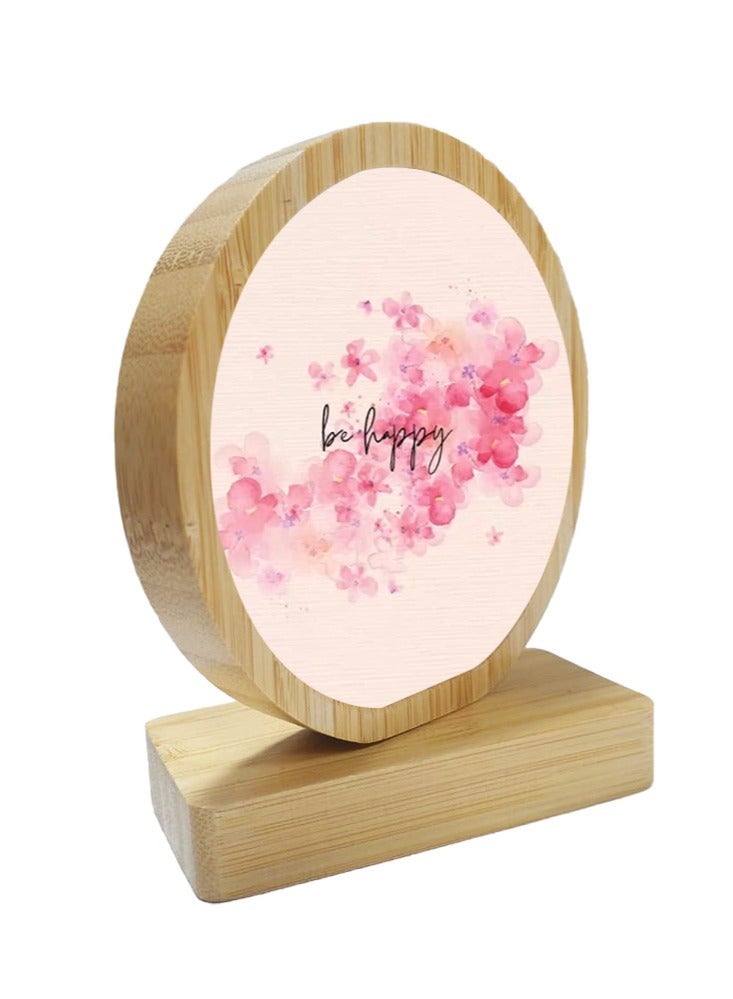 Service Zone Protective Printed White Round Shape Wooden Photo Frame for Table Top Be Happy  - Image 2