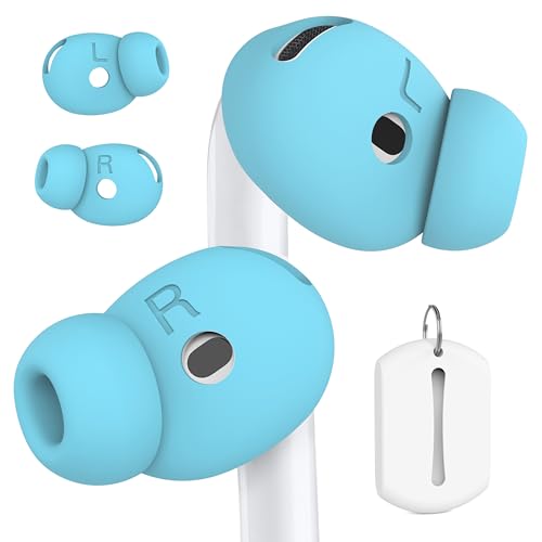 DamonLight 2 Pairs Ear Tips for AirPods 4 Grip Silicone Earbuds Cover [Added Storage Pouch][US Patent Registered] Compatible with Apple AirPods 4th Generation (Ice Blue) - Image 1