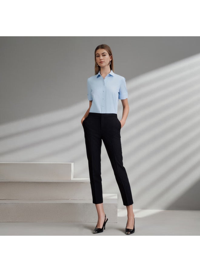 G2000 Cotton Skin-friendly/mall Matching 2025 Spring And Summer Business Commute Women's Short-sleeve Shirt, Ice Blue, Size 34 - Image 3