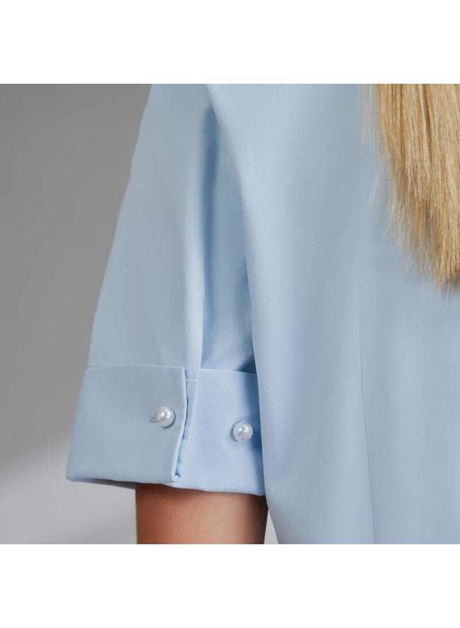 G2000 Cotton Skin-friendly/mall Matching 2025 Spring And Summer Business Commute Women's Short-sleeve Shirt, Ice Blue, Size 34 - Image 2