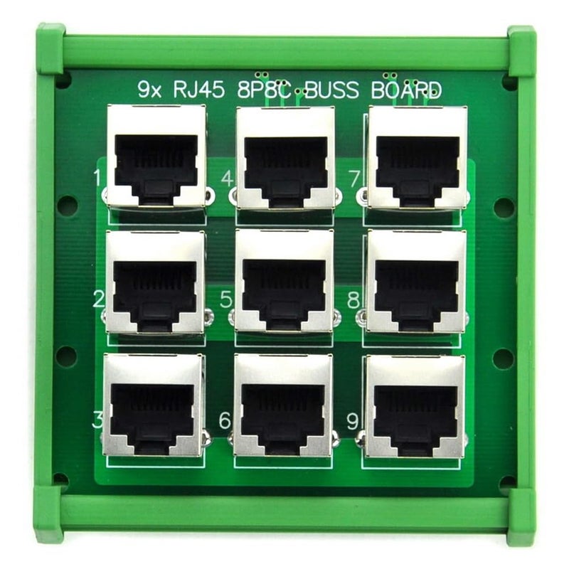 Electronics-Salon RJ45 8P8C 9-Way Buss Board DIN Rail Mount Interface Module. - Image 1