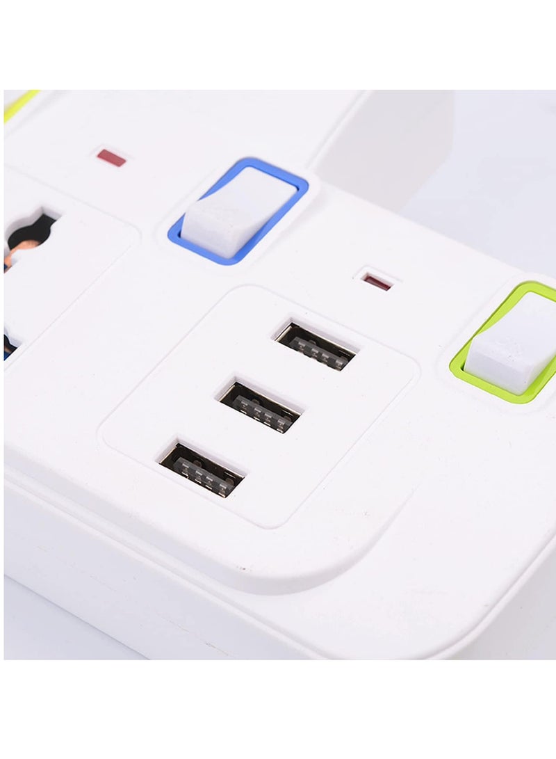 TYCOM Power Strip Surge Protector with USB Extension Cord Flat Plug with Widely 2 AC Outlet and 3 USB Small Desktop Station with 6 feet Power Cord Compact Socket - Image 2