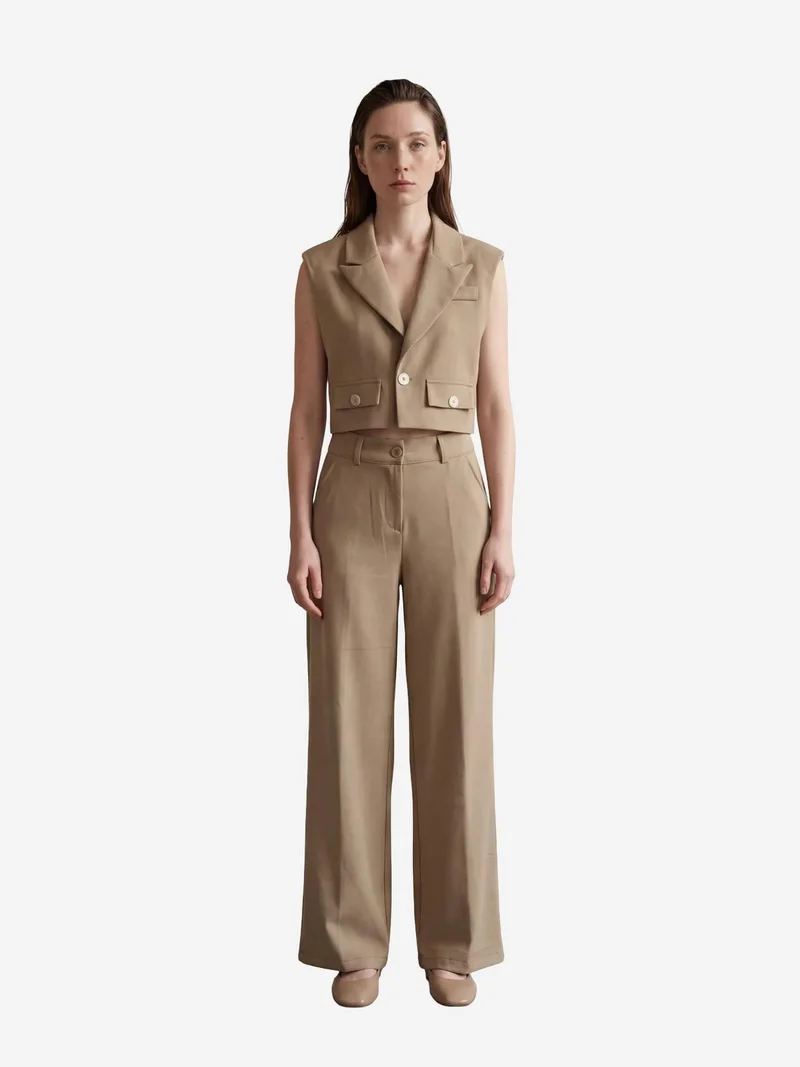 ماي فاشن MY FASHION Cropped Buttoned Waistcoat