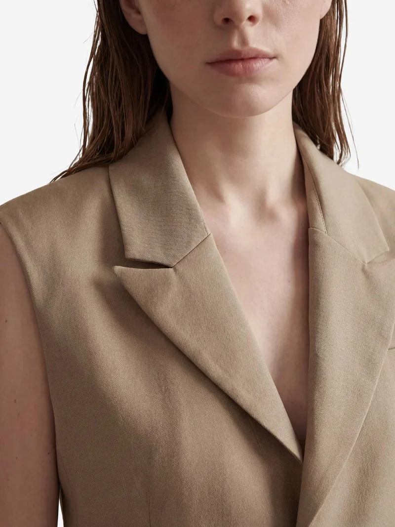 My Fashion Camel Brown MY FASHION Cropped Buttoned Waistcoat for Women | Best Price UAE