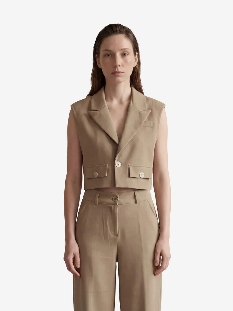 ماي فاشن MY FASHION Cropped Buttoned Waistcoat