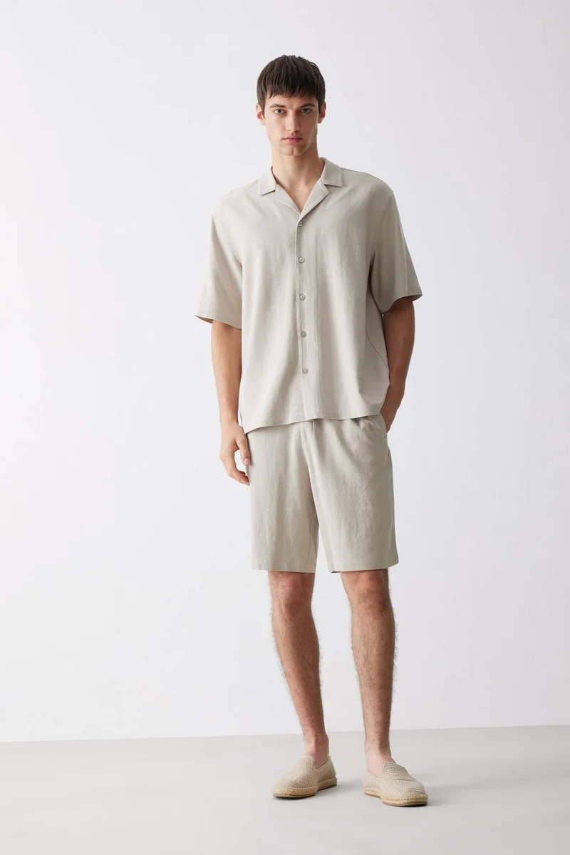 ديفاكتو Relax Fit Summer Linen Blend Shorts