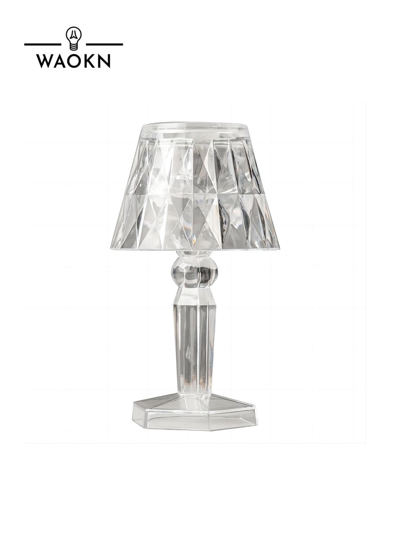 WAOKN - Crystal Diamond Table Lamp Led Transparent Acrylic Small Night Lamp Simple Net Red Atmosphere Lamp Bedroom Bedside Lamp - Image 1