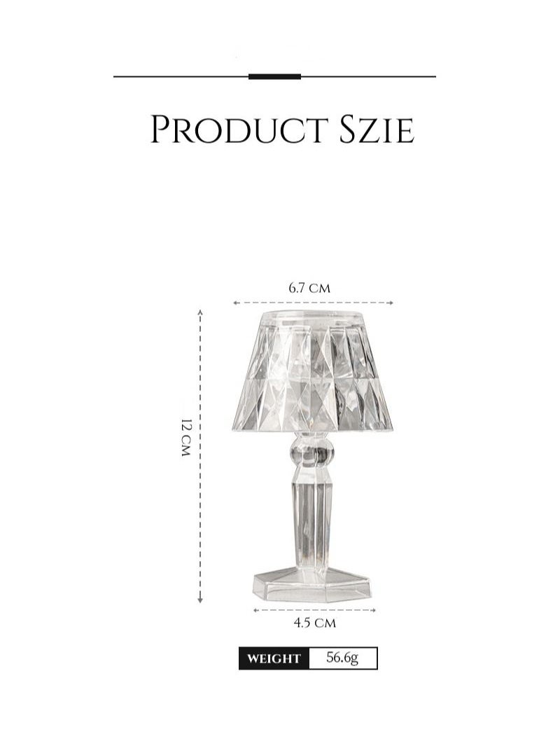 WAOKN - Crystal Diamond Table Lamp Led Transparent Acrylic Small Night Lamp Simple Net Red Atmosphere Lamp Bedroom Bedside Lamp - Image 1