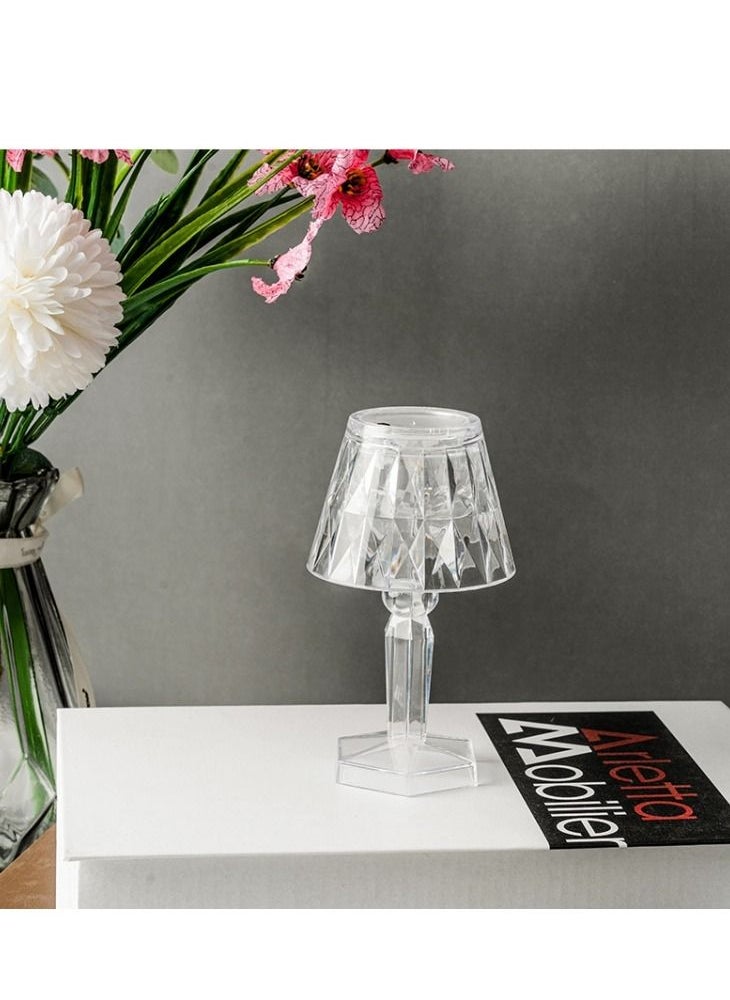 WAOKN - Crystal Diamond Table Lamp Led Transparent Acrylic Small Night Lamp Simple Net Red Atmosphere Lamp Bedroom Bedside Lamp - Image 1