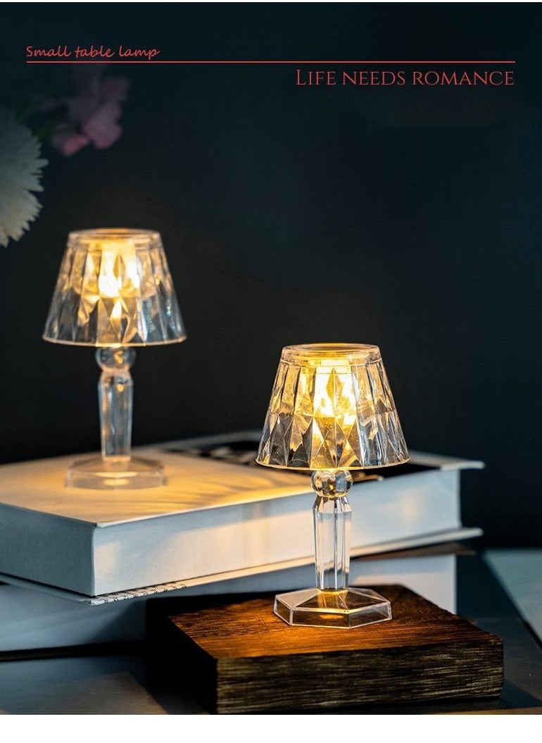 WAOKN - Crystal Diamond Table Lamp Led Transparent Acrylic Small Night Lamp Simple Net Red Atmosphere Lamp Bedroom Bedside Lamp - Image 1