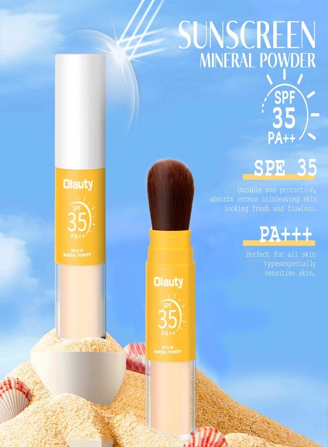 FirstFly Mineral Sunscreen Setting Powder, SPF 35 Brush Sunscreen Powder for Face & Scalp, Long Lasting Lightweight Breathable, Oil Control Natural Matte Finish (#01 Translucent) - Image 2