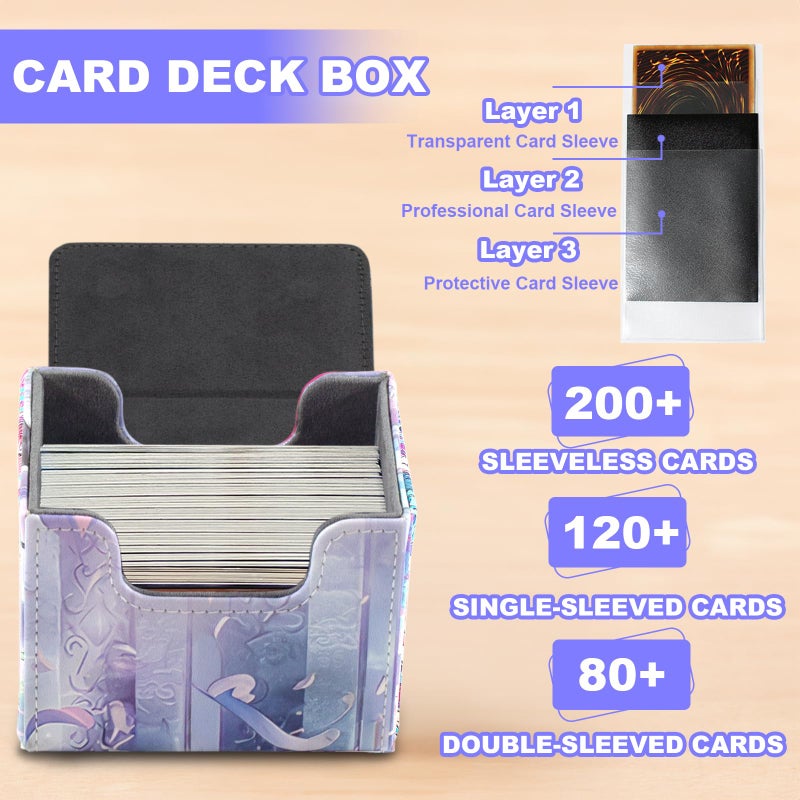sabermaster Card Deck Box Fits for YGO MTG,100+ Card Storage Box Trading Games PU Leather Storage Premium Deck Case (Labrynth) - Image 4