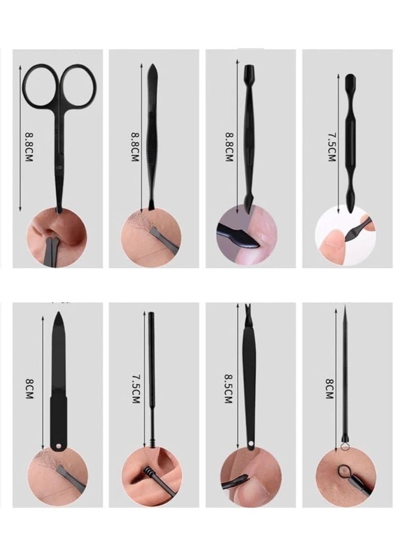 سان يي مجموعة قلامة الأظافر، مجموعة قلامة الأظافر السوداء، مجموعة كاملة من مجموعة قلامة الأظافر الرجالية مجموعة قلامة الأظافر الرجالية مجموعة إبر حب الشباب إبر الأظافر الأخدود الخاصة أدوات سكين باديكير للاستخدام المنزلي، شخصي، أسود 24 قطعة - Image 5