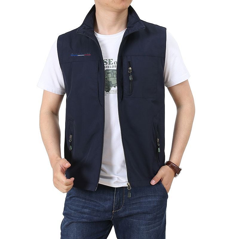 New multi-pocket volunteer volunteer vest printing word outdoor leisure activities work clothes logo printing Dark blue