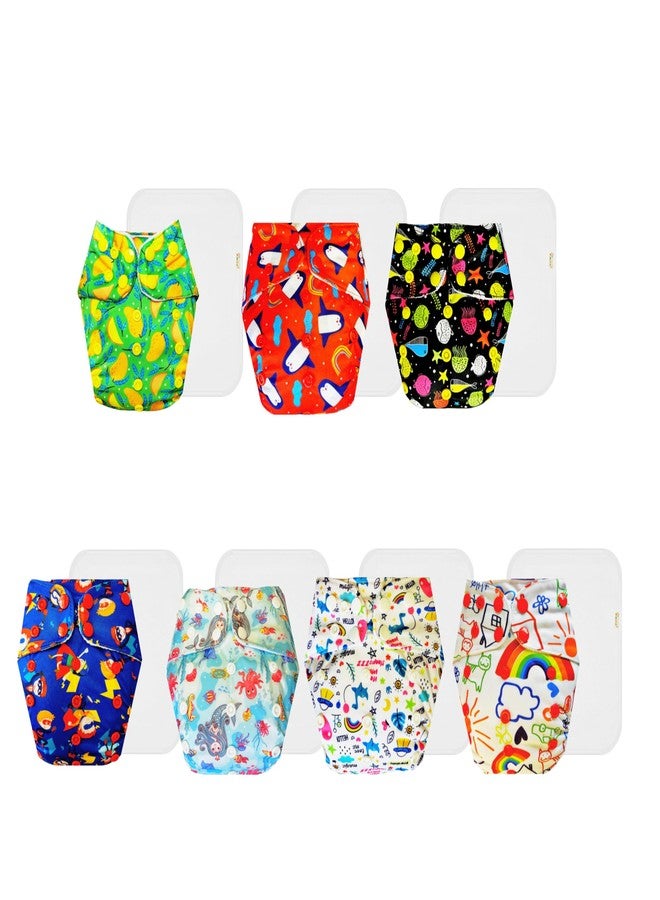 حفاضات دمبلدو القماشية الممتازة مع حشوة قطنية (عبوة من 7) | شعور بالجفاف والراحة | قابلة لإعادة الاستخدام والغسل | مناسبة للسفر | تغيير حفاضات بدون قلق | من 3 أشهر إلى 3 سنوات | للجنسين - Image 1
