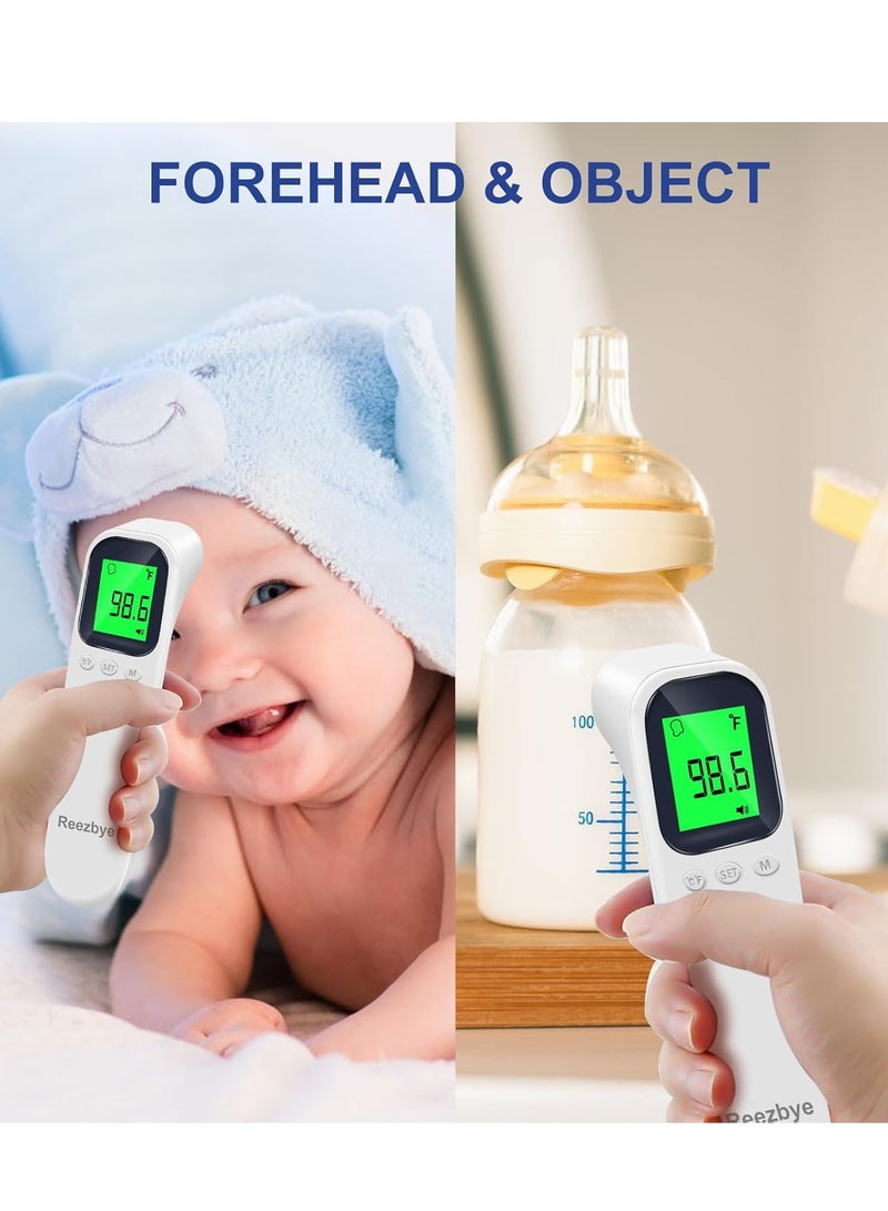 مقياس حرارة بدون تلامس - مقياس حرارة رقمي للجبين للرضع والأطفال والبالغين، مع إنذار تسخين بثلاثة ألوان، ووضع 2 في 1 للجبين والأشياء - Image 2