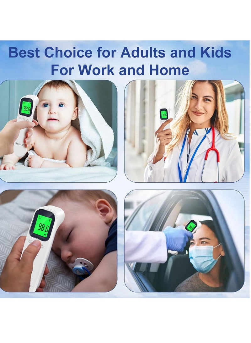 مقياس حرارة بدون تلامس - مقياس حرارة رقمي للجبين للرضع والأطفال والبالغين، مع إنذار تسخين بثلاثة ألوان، ووضع 2 في 1 للجبين والأشياء - Image 3