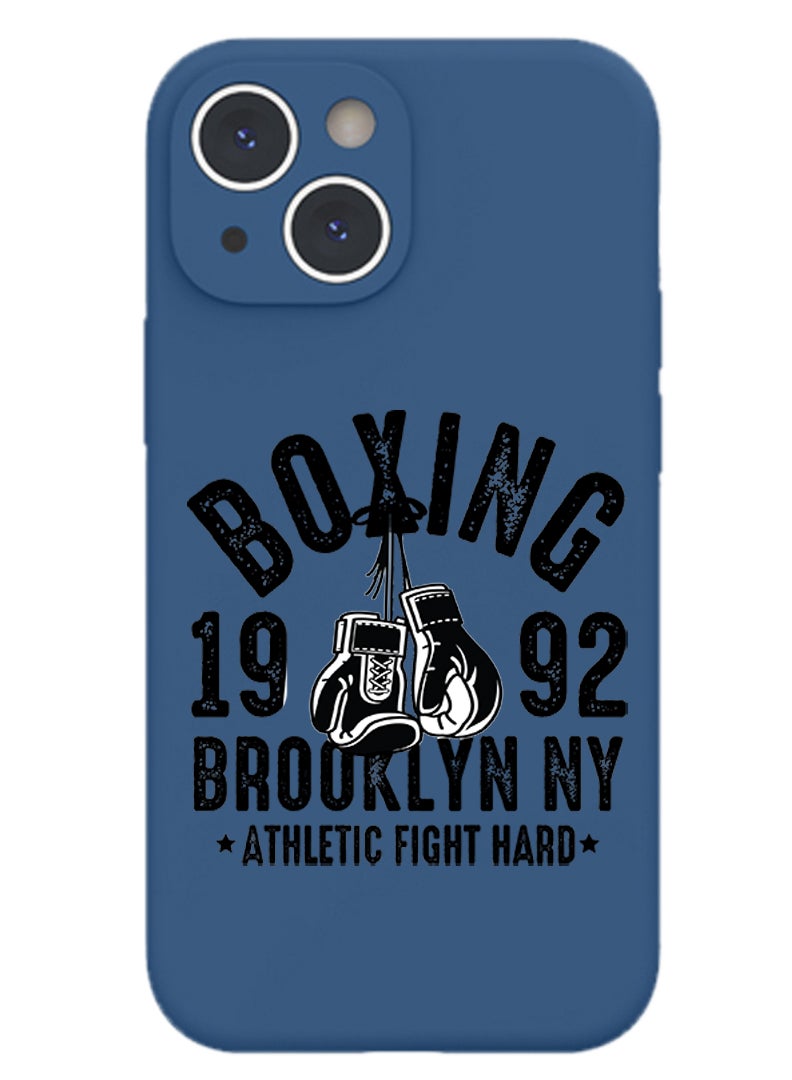 Theodor Protective Slim Fit Case Liquid Silicone Cover with Full Body Protection Anti-Scratch Shockproof Case For iPhone 14 Blue  - Boxing Brooklyn white copy - Image 1