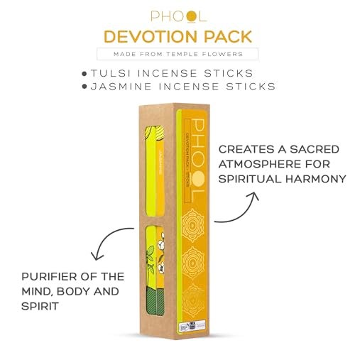 Phool Luxury Incense Devotion Combo Pack – Natural Incense Sticks (Tulsi & Jasmine), 80 Organic Charcoal-Free Agarbatti, Pack of 2, Free Wooden Stand, Pooja & Meditation - Image 2