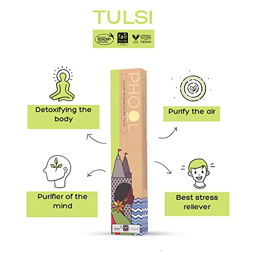 Phool Luxury Incense Devotion Combo Pack – Natural Incense Sticks (Tulsi & Jasmine), 80 Organic Charcoal-Free Agarbatti, Pack of 2, Free Wooden Stand, Pooja & Meditation - Image 4