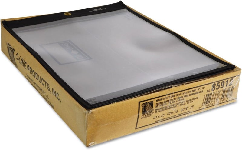 C-Line 85912 Magnetic Stitched Shop Ticket Holders, Clear, 75-Inch, 9 x 12, 25/Box - Image 3