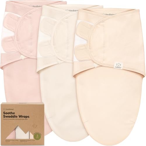 KeaBabies 3Pack Organic Baby Swaddle Sleep Sacks Swaddles for Newborns Infant 36 Months Baby Girls Boys Soft Snug Newborn Sleep Sack Nursery Swaddling Blankets Angelic L - Image 1