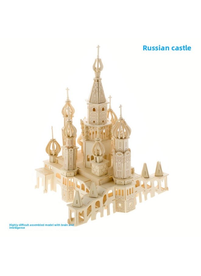 Generic St. Petersburg High Difficulty Wooden Three-Dimensional Puzzle Wooden Diy Cabin Villa Adult Simulation Building Toy-Color:Recommend Aiwan Pavilion  - Image 3