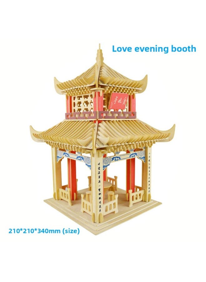Generic St. Petersburg High Difficulty Wooden Three-Dimensional Puzzle Wooden Diy Cabin Villa Adult Simulation Building Toy-Color:Recommend Aiwan Pavilion  - Image 5