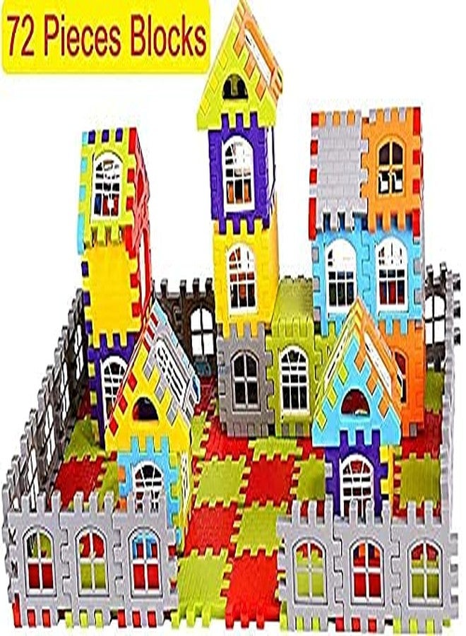 HS ENTERPRISE™ Multi Coloured Home Building Blocks Puzzle Set | Educational Play and Learning Building Block Puzzle Set for Baby and Toddlers | 72 Pcs Blocks Set Educational Toy for Kids - Image 2