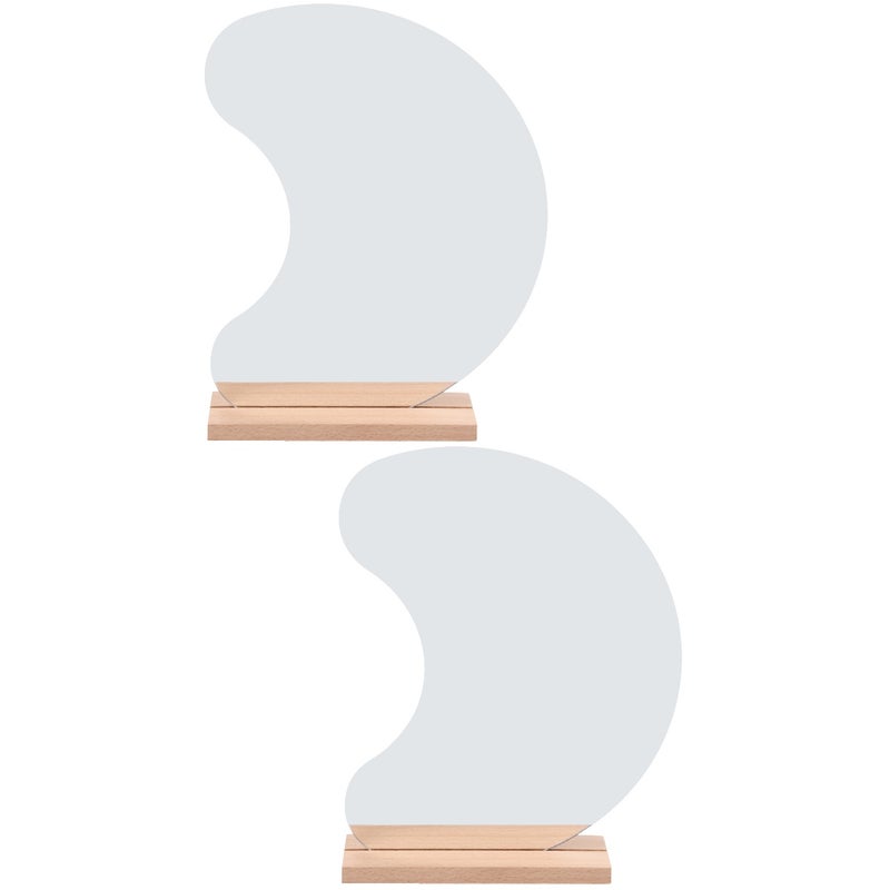 2pcs Base Desktop Cosmetic Mirror Dorm Desktop Irregular Mirror Makeup Mirror - Image 1