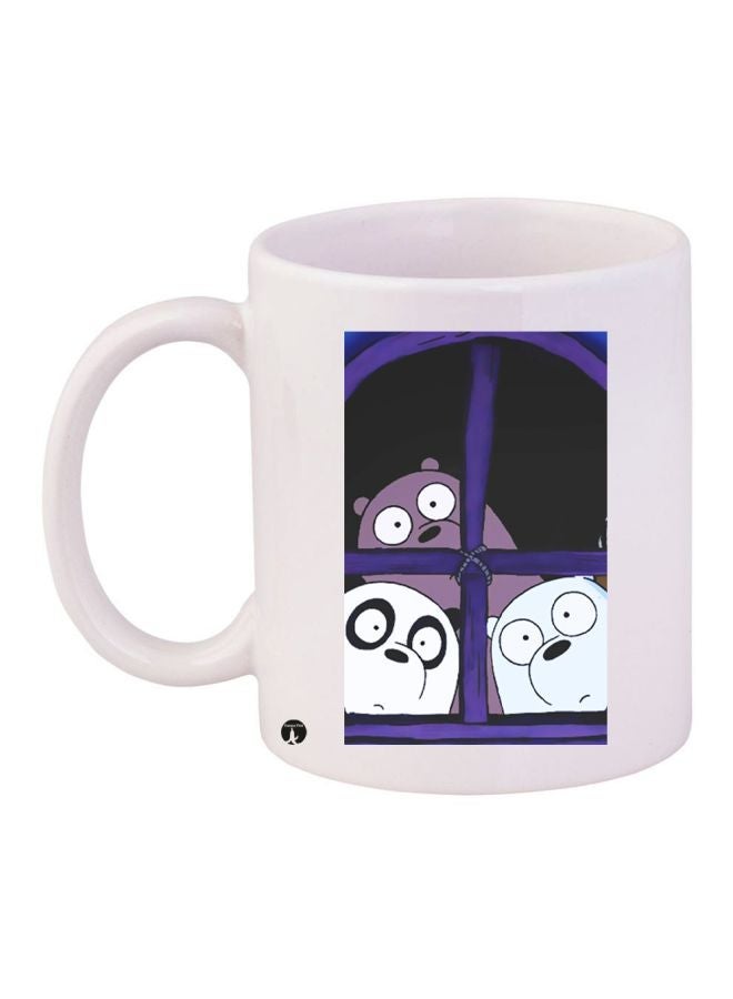 RYN Cartoon Printed Coffee Mug White/Purple/Black 11ounce