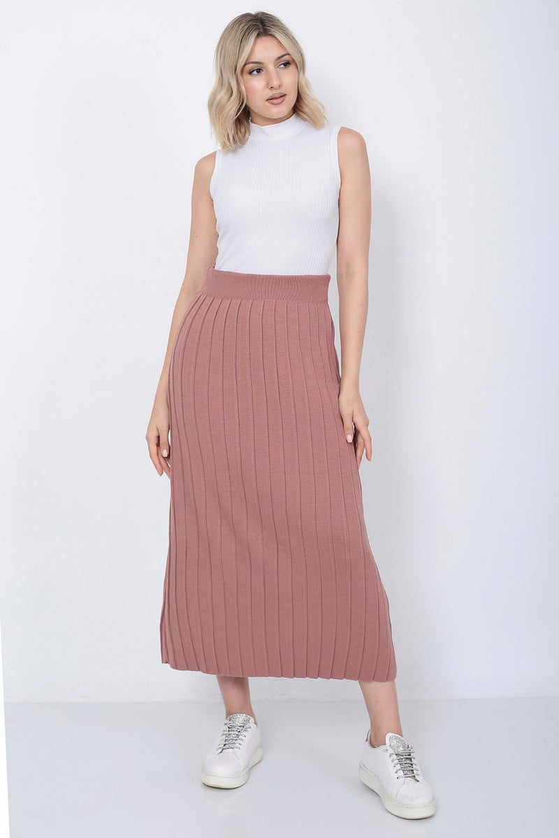 Lugmo Women's Knitwear Skirt Oversize Dusty Rose  - Image 2