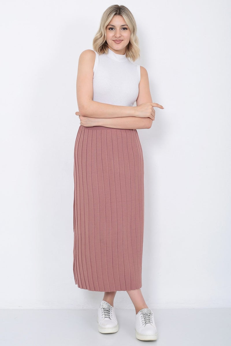 Lugmo Women's Knitwear Skirt Oversize Dusty Rose  - Image 3
