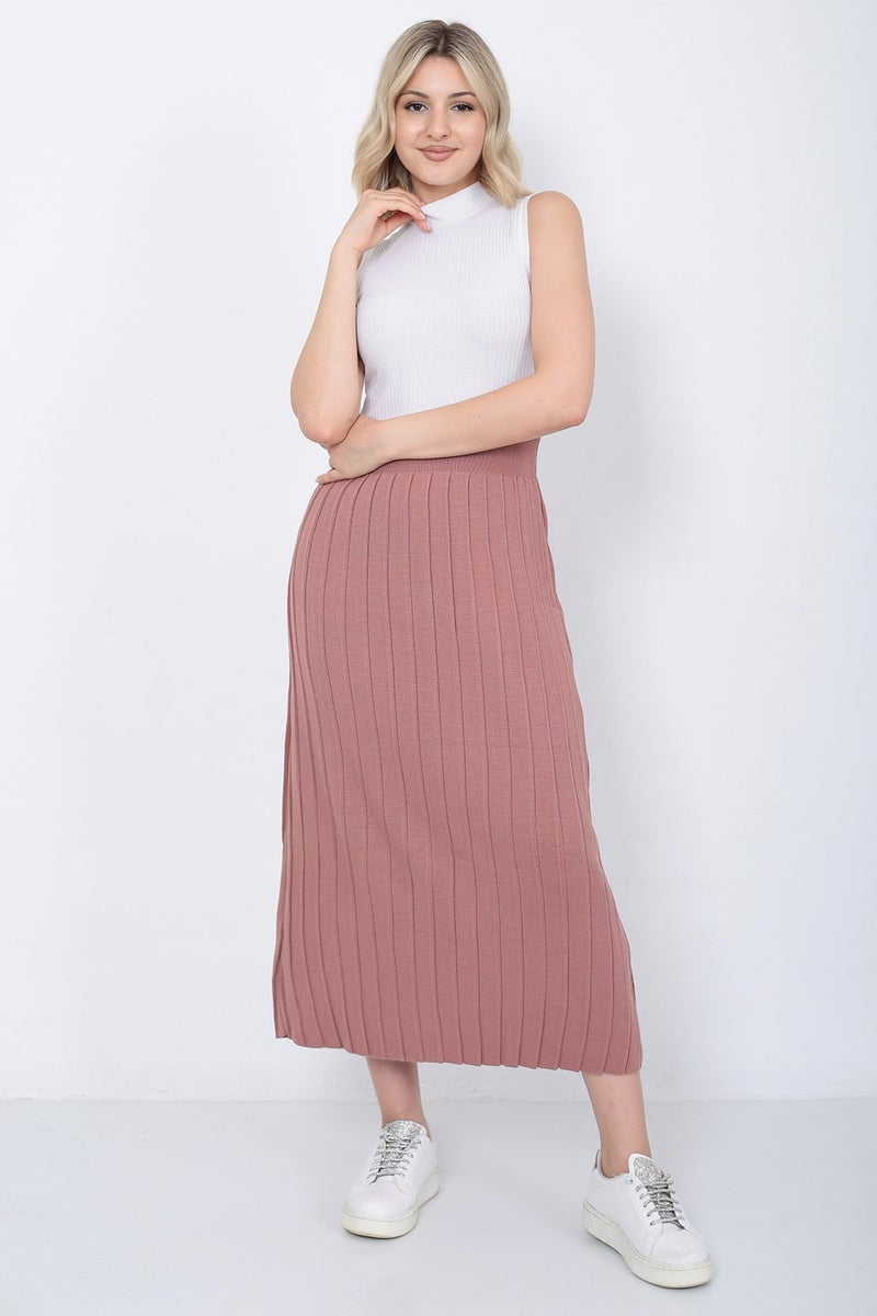 Lugmo Women's Knitwear Skirt Oversize Dusty Rose  - Image 1