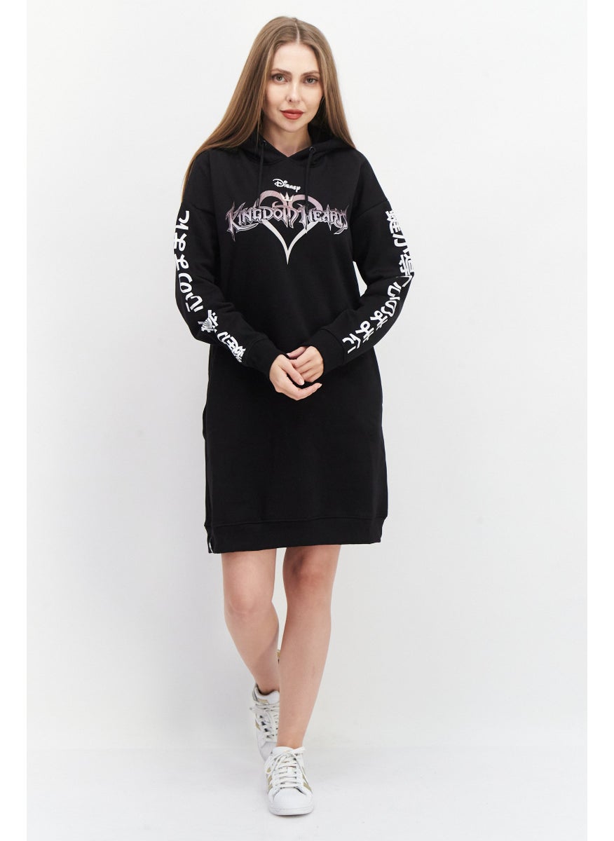 DIFUZED - Women Graphic Print Sweater Dress, Black - Image 1