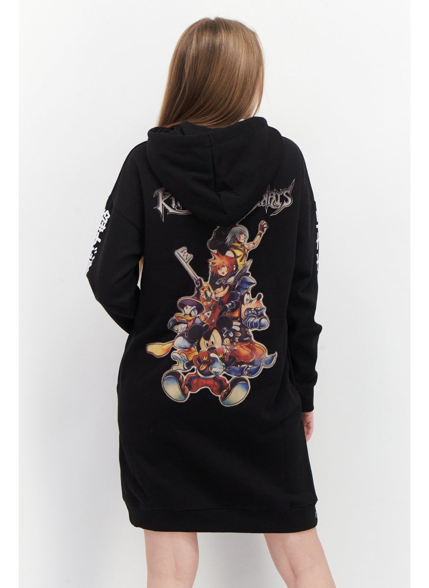 DIFUZED - Women Graphic Print Sweater Dress, Black - Image 1