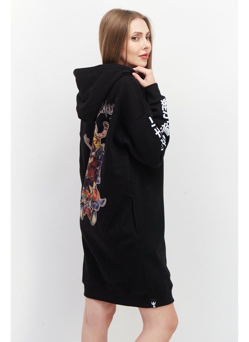 DIFUZED - Women Graphic Print Sweater Dress, Black - Image 1
